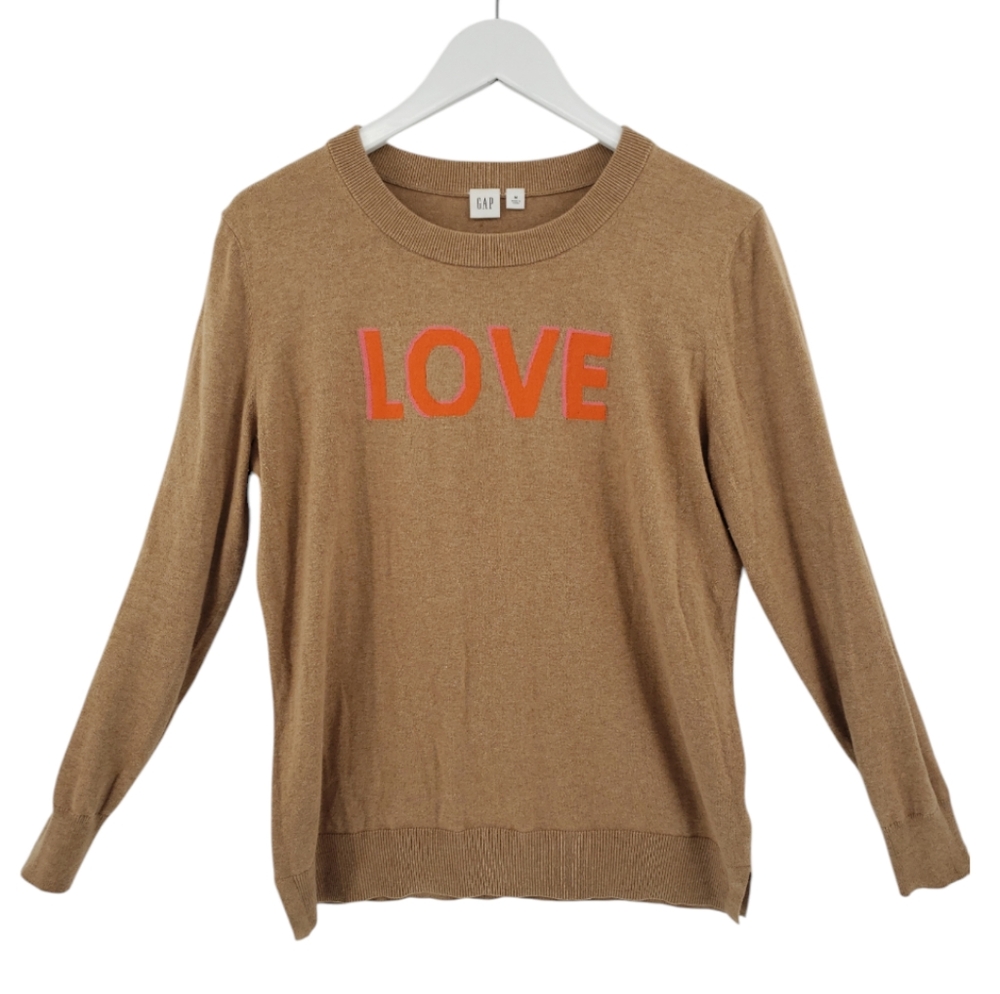 GAP Autumn Brown Love Sweater Size Medium 100% Cotton